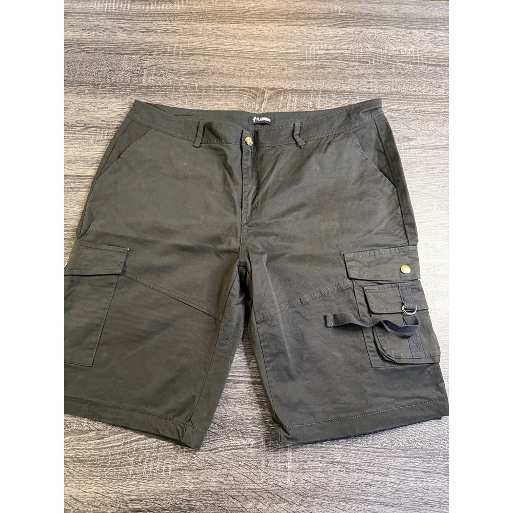 Flamingo Womens Black Cargo Shorts Utility Tactical Multi Pocket Size 2X
